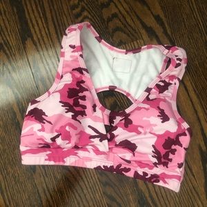 Celestial Bodies pink camo sports bra